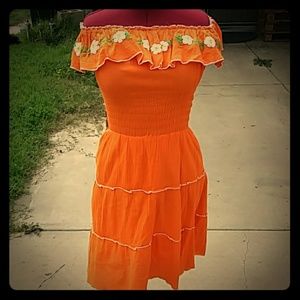 Orange Mexican Folkloric Dress M/S